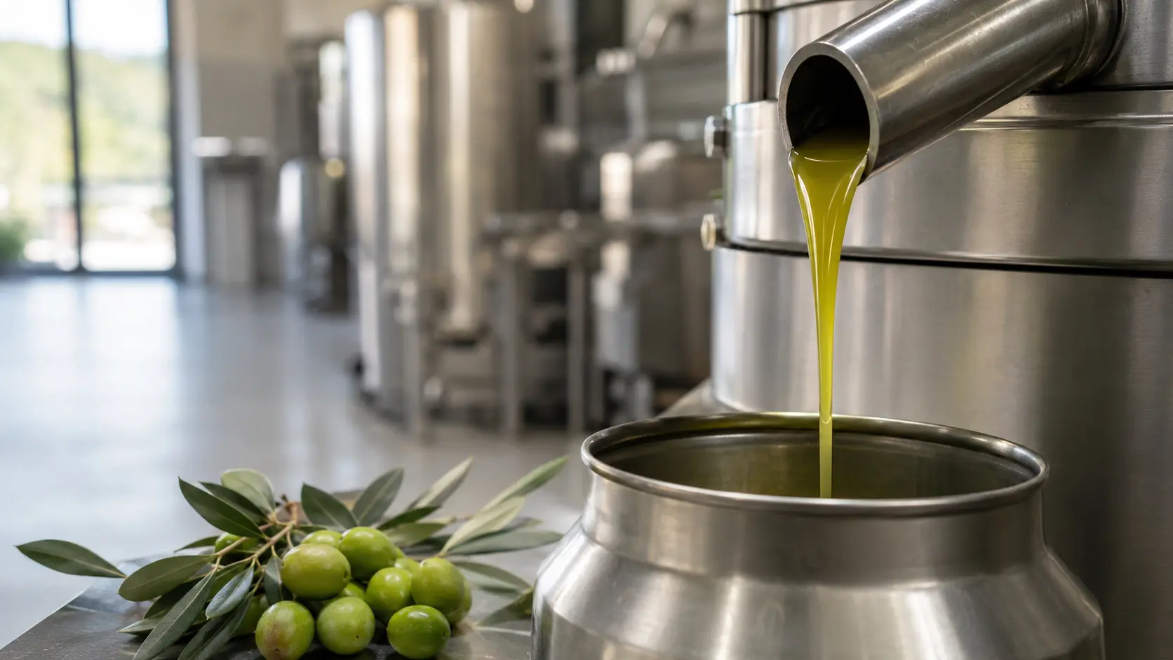 Fresh olive oil at the mill